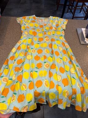 Teeberry & Weave Fruit-Print Lemon & Orange Fit-and-Flare Dress